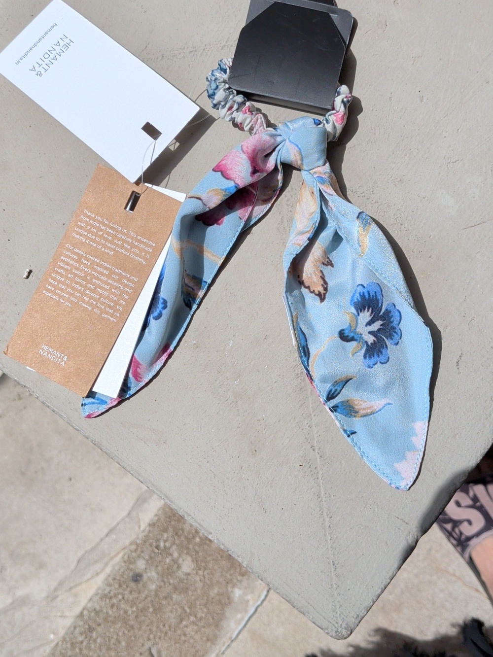 Hemant & Nandita Blue Floral Bow Scrunchie